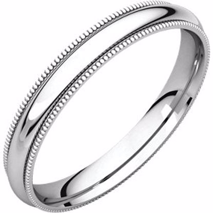 MGR5:122822:P Platinum 3mm Milgrain Comfort Fit Band