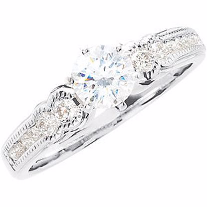 63938:101:P Sterling Silver Cubic Zirconia & 1/4 CTW Diamond Engagement Ring