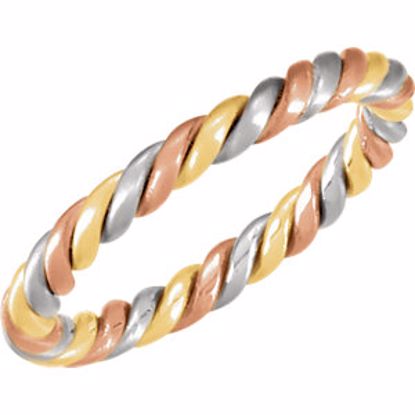 50822:60005:P 14kt White , Rose & Green 2.5mm Tri-Color Band Size 7