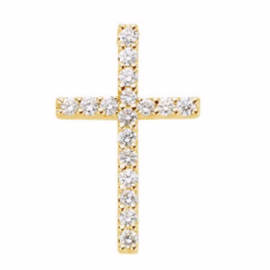 R42157D:100014:P 14kt Yellow 1/4 CTW Petite Diamond Cross Pendant
