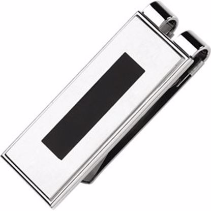 84429:2118:P Stainless Steel Money Clip with Black Enamel