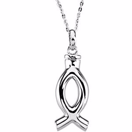 R45172:600010:P Sterling Silver Fish Ash Holder 18" Necklace