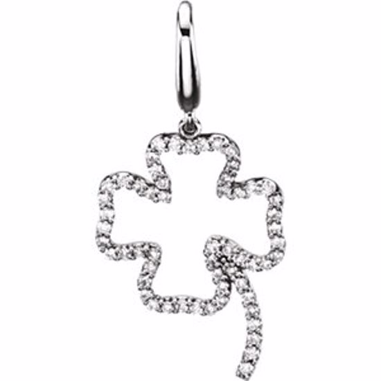 67119:84416:P 14kt White 1/4 CTW Diamond Clover charm