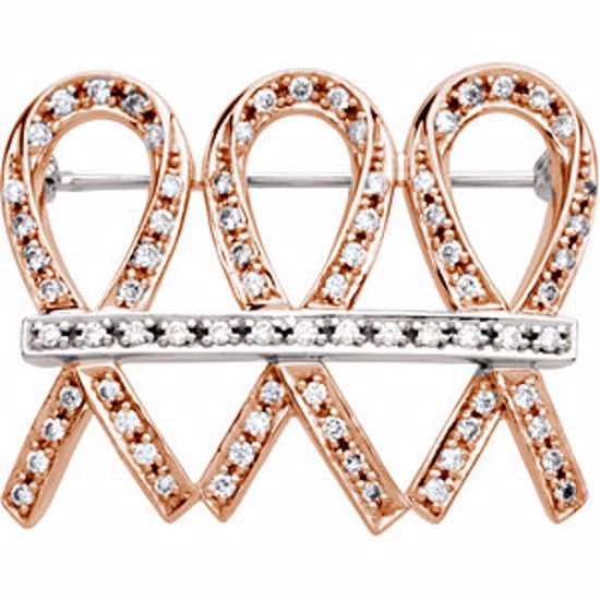 R41987:1020:P 14kt Rose & White 32x25mm 3/4 CTW Diamond Brooch
