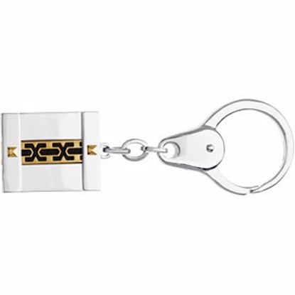 84509:101:P Stainless Steel with Black Rubber & 18kt Yellow Plated Key Ring
