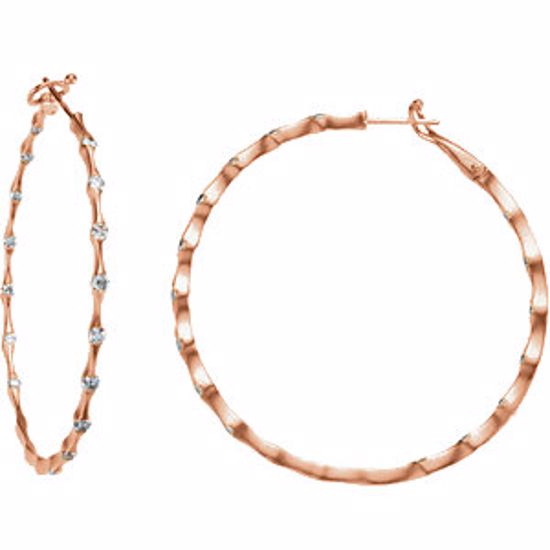 66766:1022:P 1 1/5 CTW Diamond Inside/Outside Hoop Earrings