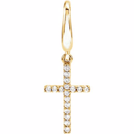 R45180:100002:P 14kt Yellow .08 CTW Diamond Petite Cross Charm/Pendant