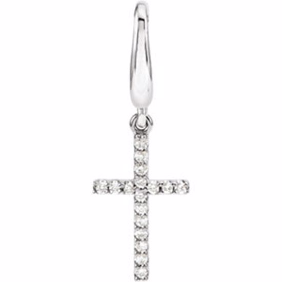 R45180:100001:P 14kt White .08 CTW Diamond Petite Cross Charm/Pendant