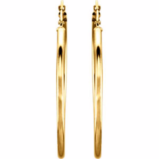 20270:163846:P 14kt Yellow 40mm Tube Hoop Earrings