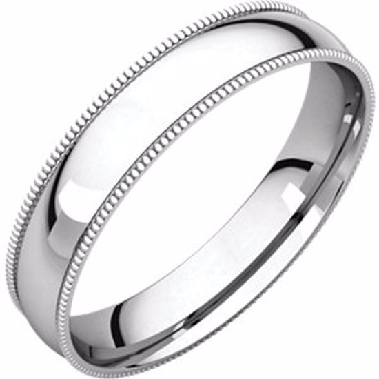MGRL14:202:P Platinum 4mm Light Comfort Fit Milgrain Band 