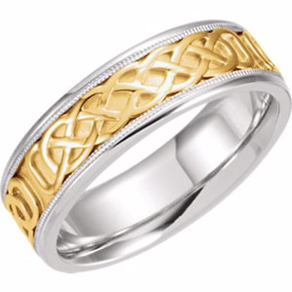 50388:313887:P 14kt White & Yellow 7mm Celtic-Inspired Band Size 7.5