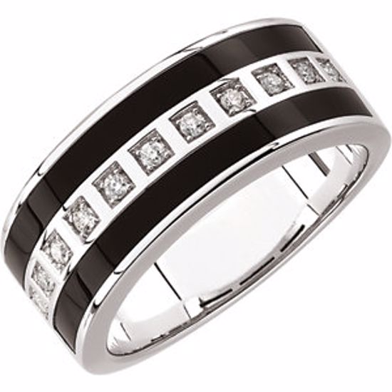 65517:60005:P 14kt White Onyx & 1/5 CTW Diamond Ring Size 13.5