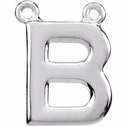 84575:104:P 14kt White Letter "B" Block Initial Necklace Center