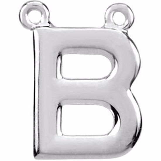 84575:104:P 14kt White Letter "B" Block Initial Necklace Center