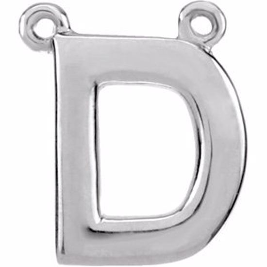 84575:108:P 14kt White Letter "D" Block Initial Necklace Center