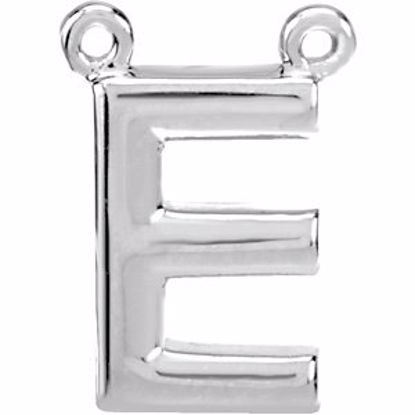 84575:111:P 14kt White Letter "E" Block Initial Necklace Center