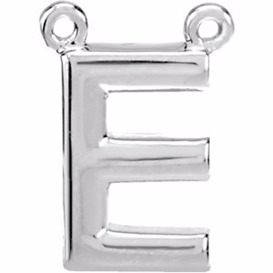 84575:111:P 14kt White Letter "E" Block Initial Necklace Center