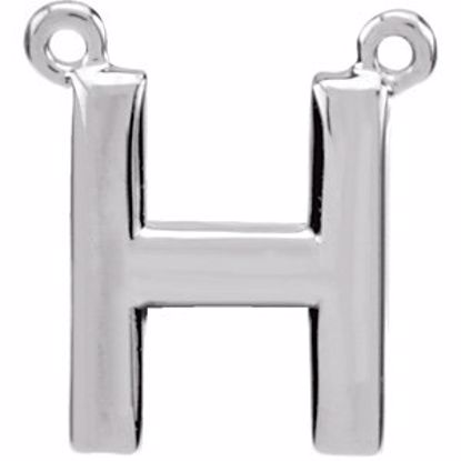 84575:115:P 14kt White Letter "H" Block Initial Necklace Center