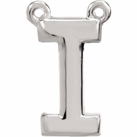 84575:119:P 14kt White Letter "I" Block Initial Necklace Center