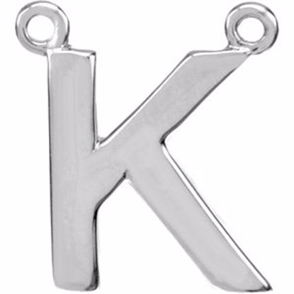 84575:128:P Sterling Silver Letter "K" Block Initial Necklace Center