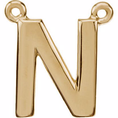 84575:130:P 14kt Yellow Letter "N" Block Initial Necklace Center