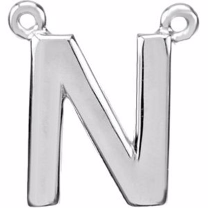 84575:132:P Sterling Silver Letter "N" Block Initial Necklace Center