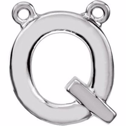 84575:140:P Sterling Silver Letter "Q" Block Initial Necklace Center