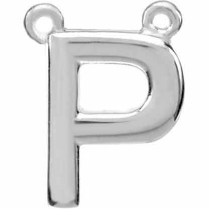 84575:143:P 14kt White Letter "P" Block Initial Necklace Center