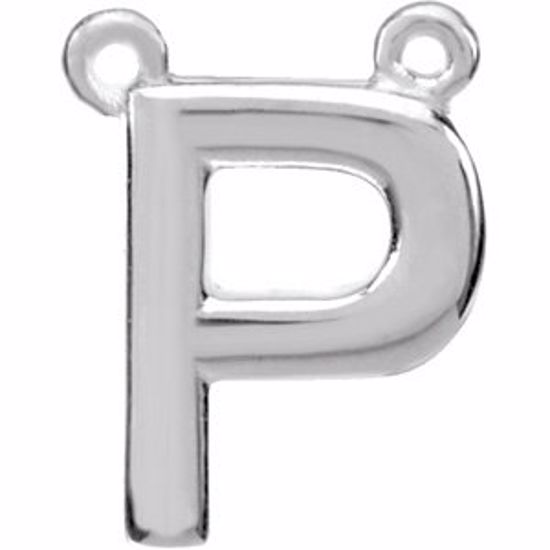 84575:143:P 14kt White Letter "P" Block Initial Necklace Center