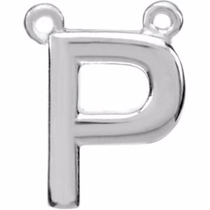 84575:144:P Sterling Silver Letter "P" Block Initial Necklace Center