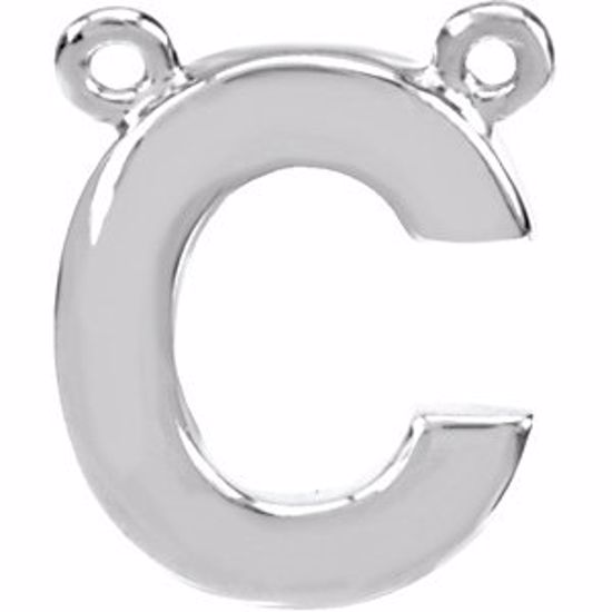 84575:147:P 14kt White Letter "C" Block Initial Necklace Center