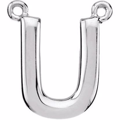 84575:316212:P Sterling Silver Letter "U" Block Initial Necklace Center