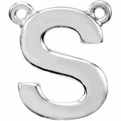84575:316214:P Sterling Silver Letter "S" Block Initial Necklace Center