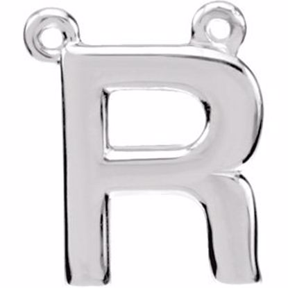 84575:316216:P Sterling Silver Letter "R" Block Initial Necklace Center