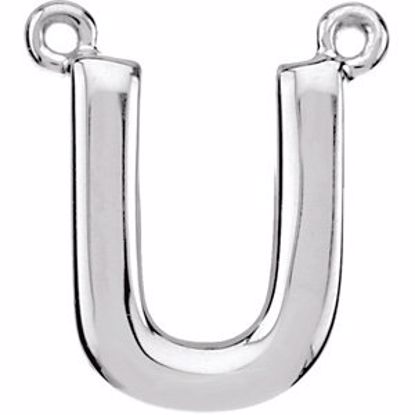 84575:316228:P 14kt White Letter "U" Block Initial Necklace Center