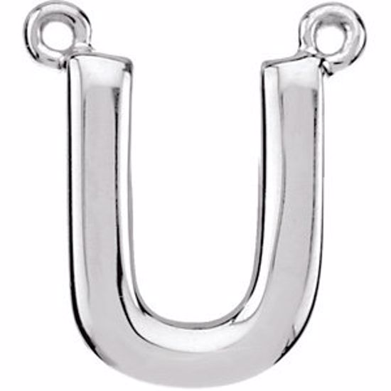 84575:316228:P 14kt White Letter "U" Block Initial Necklace Center