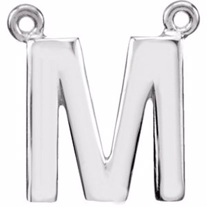 84575:316231:P 14kt White Letter "M" Block Initial Necklace Center