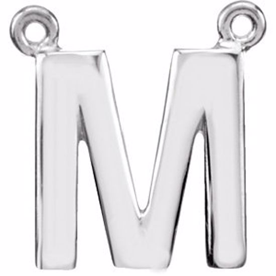 84575:316231:P 14kt White Letter "M" Block Initial Necklace Center