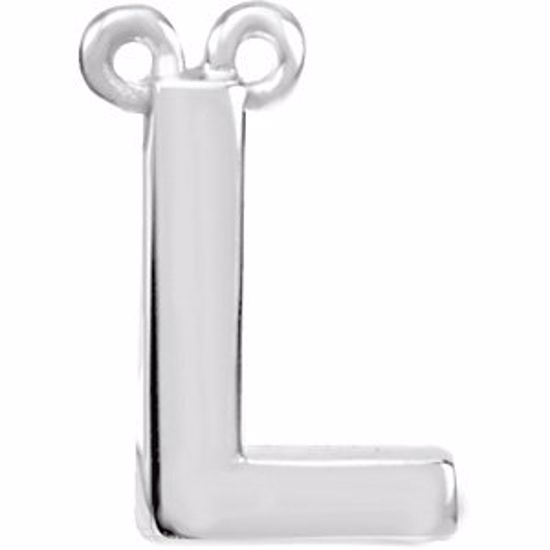 84575:316232:P 14kt White Letter "L" Block Initial Necklace Center