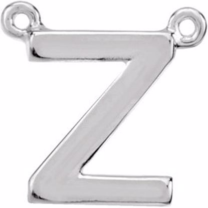 84575:162:P Sterling Silver Letter "Z" Block Initial Necklace Center