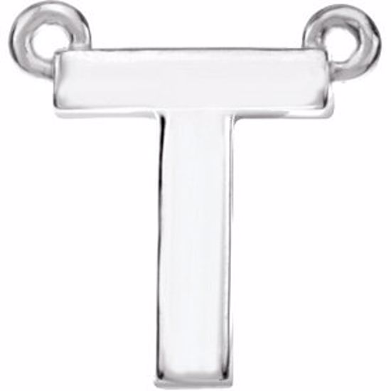 84575:165:P 14kt White Letter "T" Block Initial Necklace Center