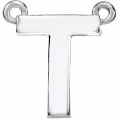84575:166:P Sterling Silver Letter "T" Block Initial Necklace Center
