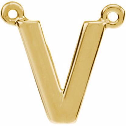 84575:168:P 14kt Yellow Letter "V" Block Initial Necklace Center