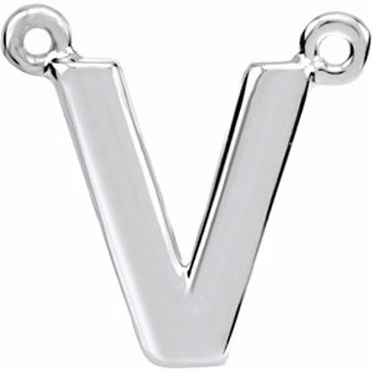 84575:169:P 14kt White Letter "V" Block Initial Necklace Center