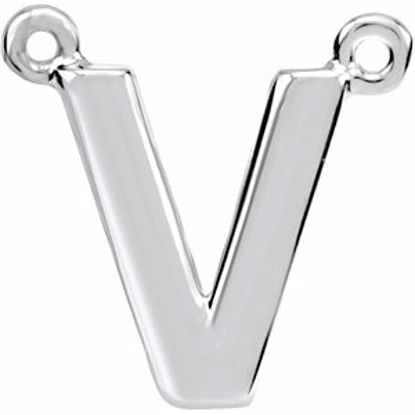 84575:170:P Sterling Silver Letter "V" Block Initial Necklace Center