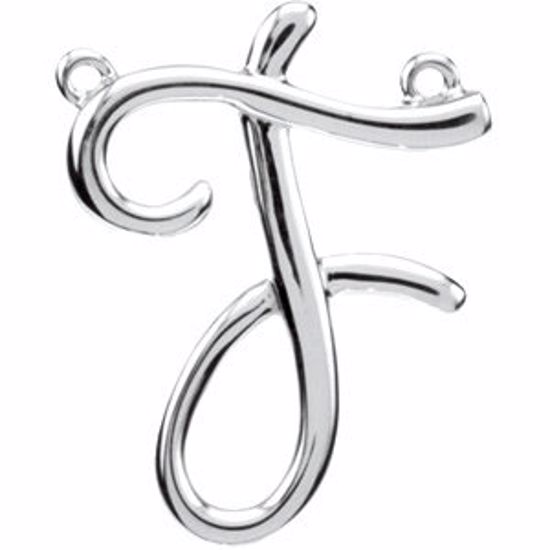 84576:110:P 14kt White "F" Script Initial