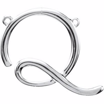 84576:225:P 14kt White "Q" Script Initial