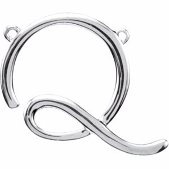 84576:225:P 14kt White "Q" Script Initial
