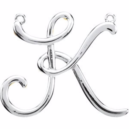 84576:241:P 14kt White "K" Script Initial