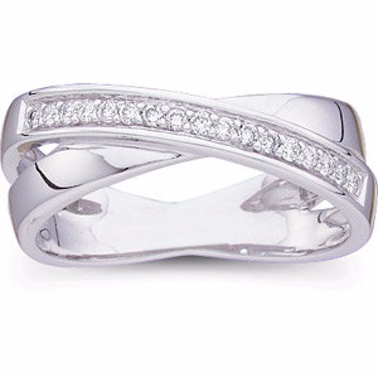 61510:60005:P 14kt White 1/6 CTW Diamond Overlap Ring Size 6